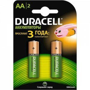 Аккумуляторы Duracell AA HR6 Ni-MH 1300mAh 1.2V 2шт