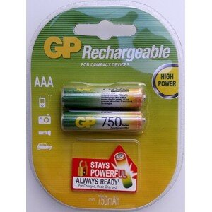 Аккумуляторы GP - Rechargeable 750 Series AAA HR03 Ni-MH 750mAh 1.2V 2/20/200шт