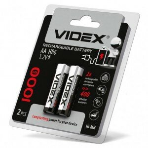 Аккумуляторы Videx - Rechargeable Battery AA HR6 Ni-MH 1000mAh 1.2V 2/20/360шт