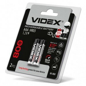 Аккумуляторы Videx - Rechargeable Battery AAA HR03 Ni-MH 800mAh 1.2V 2/20/360шт