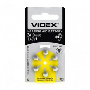 Батарейки Videx - ZA10 / PR70 Hearing Aid 1.45V 6шт Blister